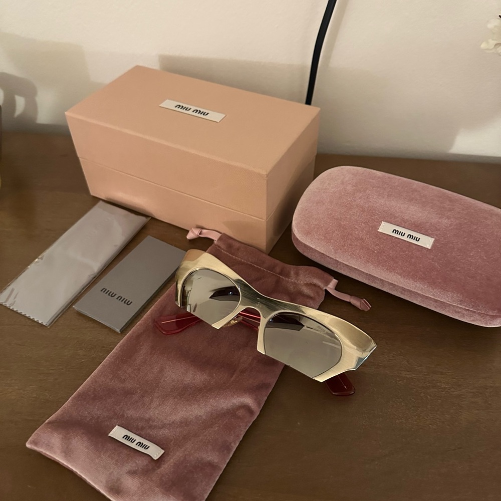 Miu Miu Silver and Pink Sunglasses